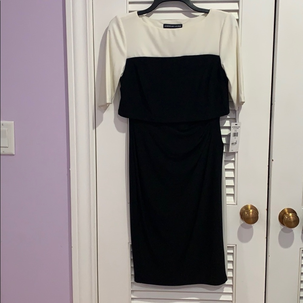 American Living Colorblocked 3/4 Sleeve Dress